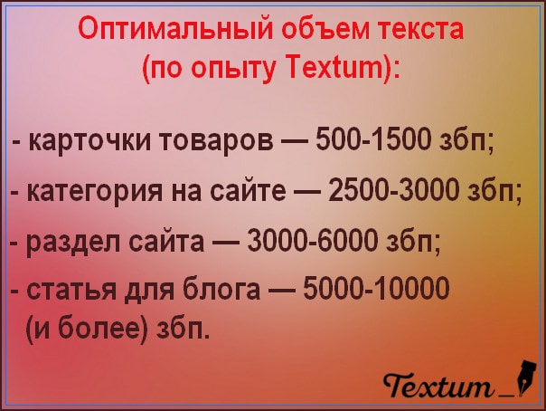 объем текста