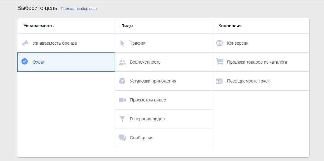 Цели в Facebook Ads Manager